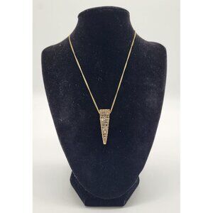 OTAZU Women's Gold Tone Rhinestone Pendant Necklace Dagger Pendulum Triangle